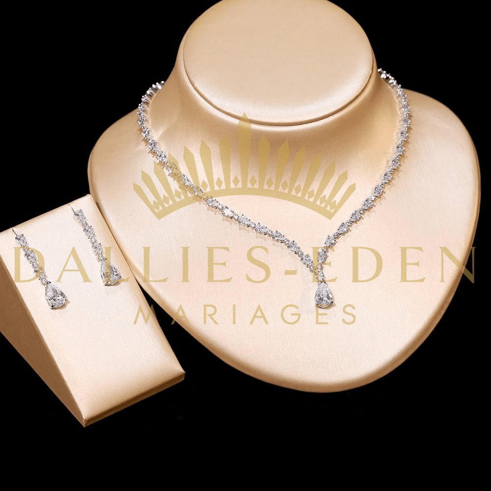 bijoux-diademe Parures de bijoux Argentée Parure Fine de Mariage