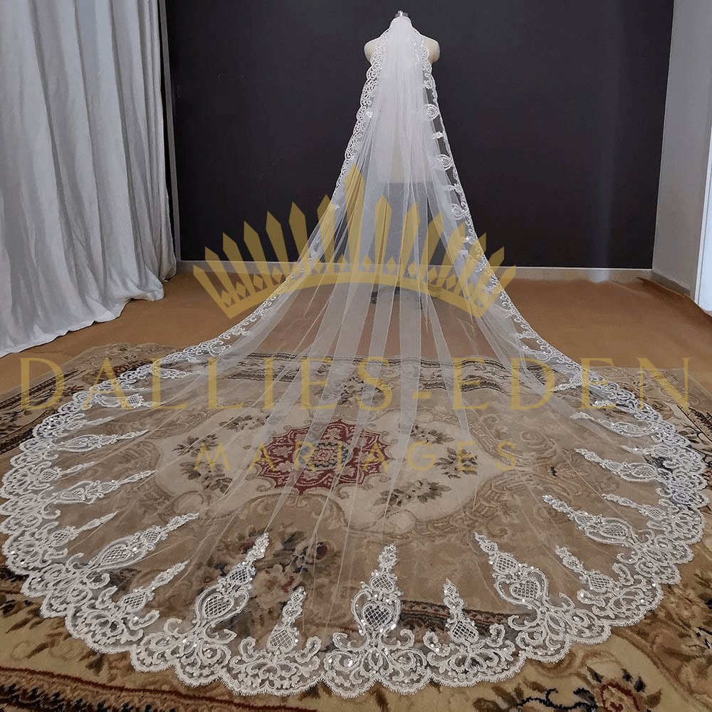 Dallies-Eden-Mariages  Voile de Mariée Voile de Mariée Dentelle Blanc