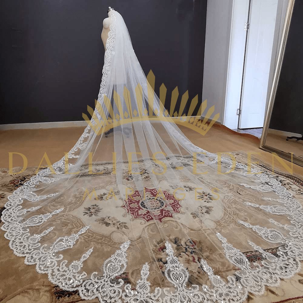 Dallies-Eden-Mariages  Voile de Mariée Voile de Mariée Dentelle Blanc