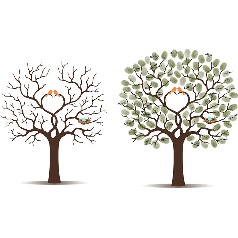 Arbre à empreinte mariage - Oiseaux