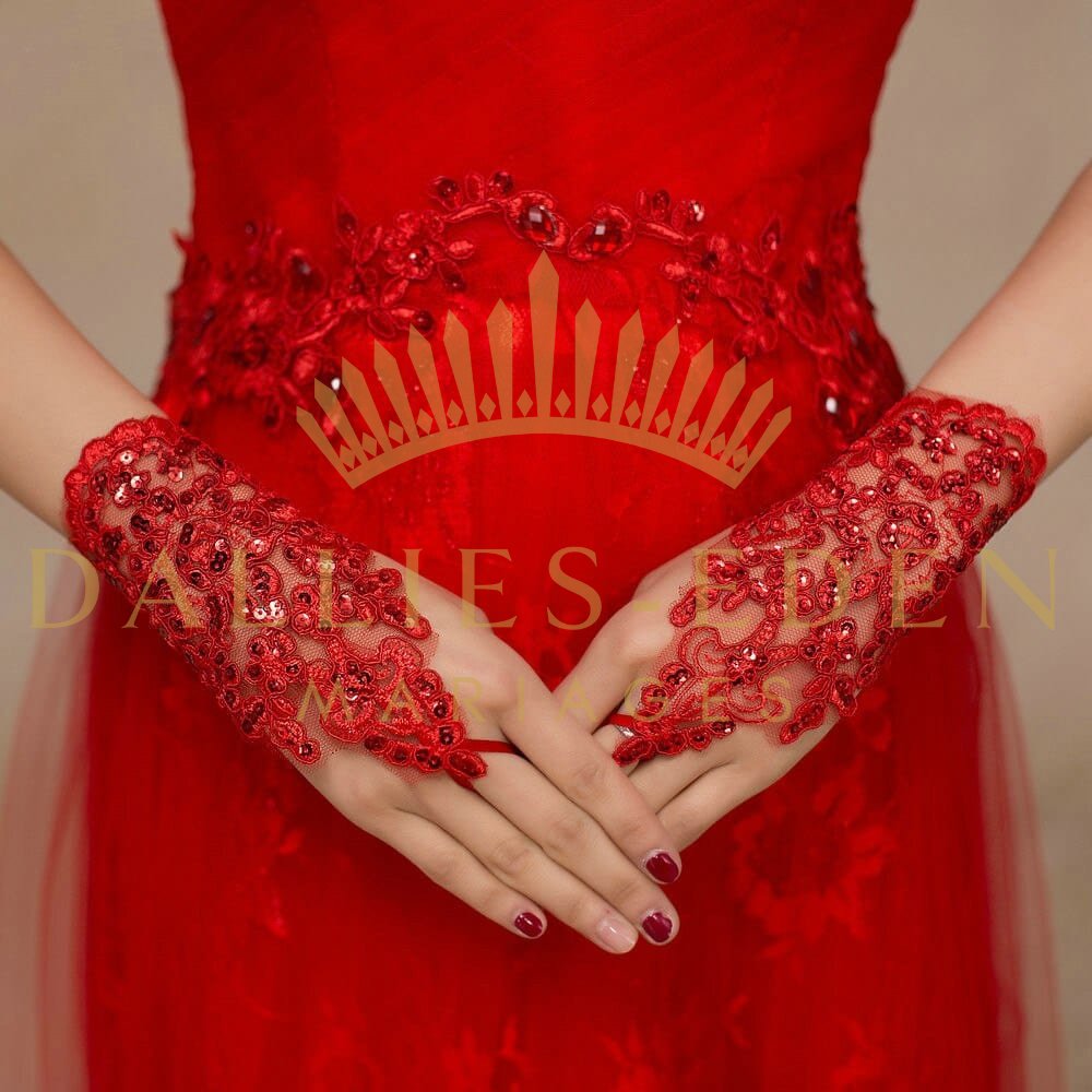 Gants Mariage Rouge - Dallies-Eden-Mariages