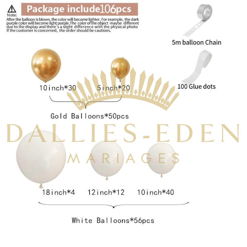 Kit Arche de Ballon Luxe - Dallies-Eden-Mariages