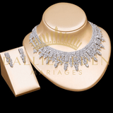 bijoux-diademe Parure Femme 2 pièces Plaqué platine Parure de Mariage Femme