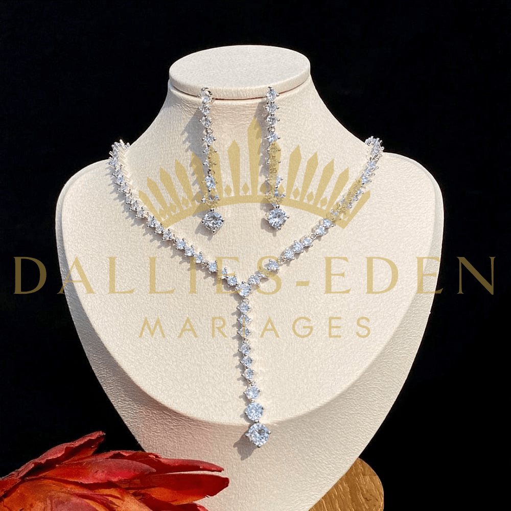 bijoux-diademe Parure Femme 2 pièces Platine Parure Mariage 2 pièces