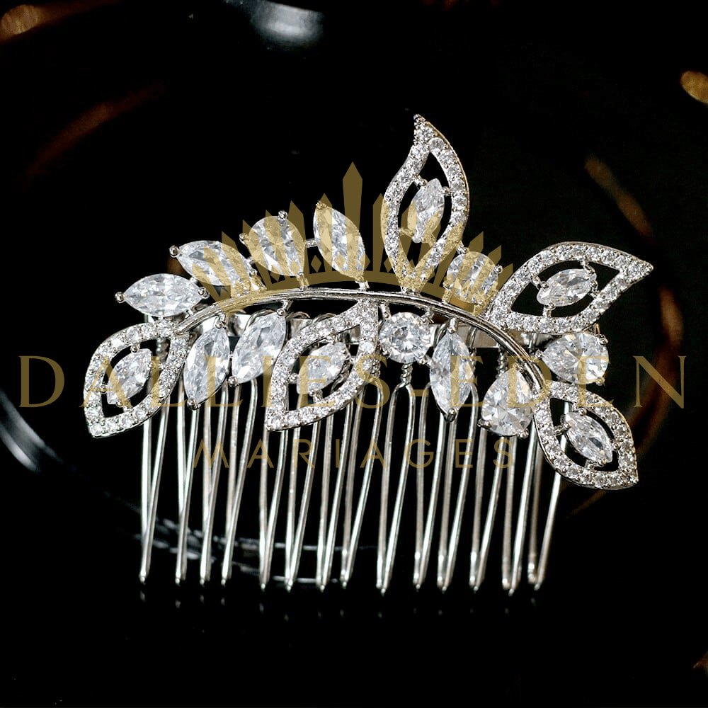 bijoux-diademe Peigne à cheveux Argentée Peigne à cheveux Discret