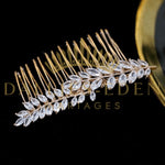 bijoux-diademe Peigne à cheveux Peigne Dorée de Mariage